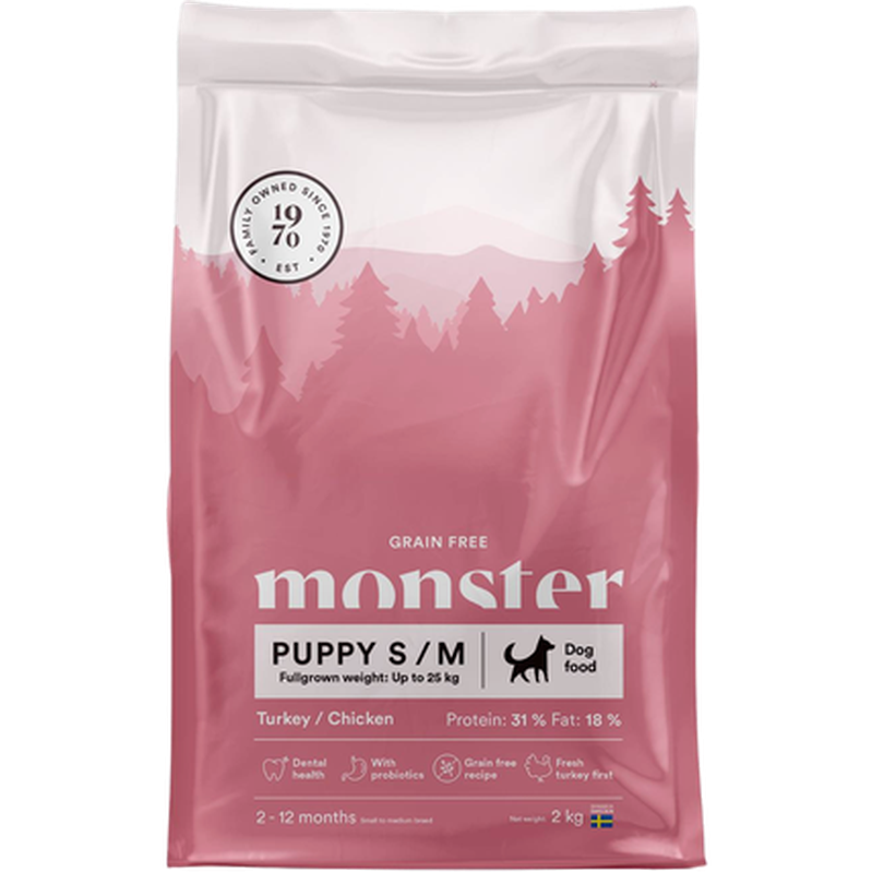 Monster Pet Food Dog Original Grain Free Puppy S/M Kalkun og kylling 12 kg - Hund - Hundefôr & hundemat - Tørrfôr for hund - Monster Pet Food
