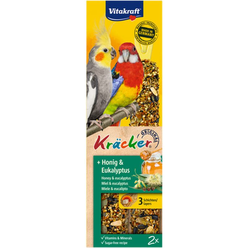 Vitakraft Crackers Parakeet Honey/Eucalyptus 2-pk. - Fugl - Fuglegodteri & kräcker - Frøstenger & frøkolber - Vitakraft