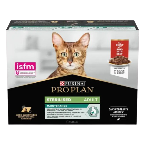 Purina Pro Plan Våt Katt Sterilisert Biff 10 x 85 g - Katt - Kattefôr & kattemat - Våtfôr og våtmat - Purina Pro Plan