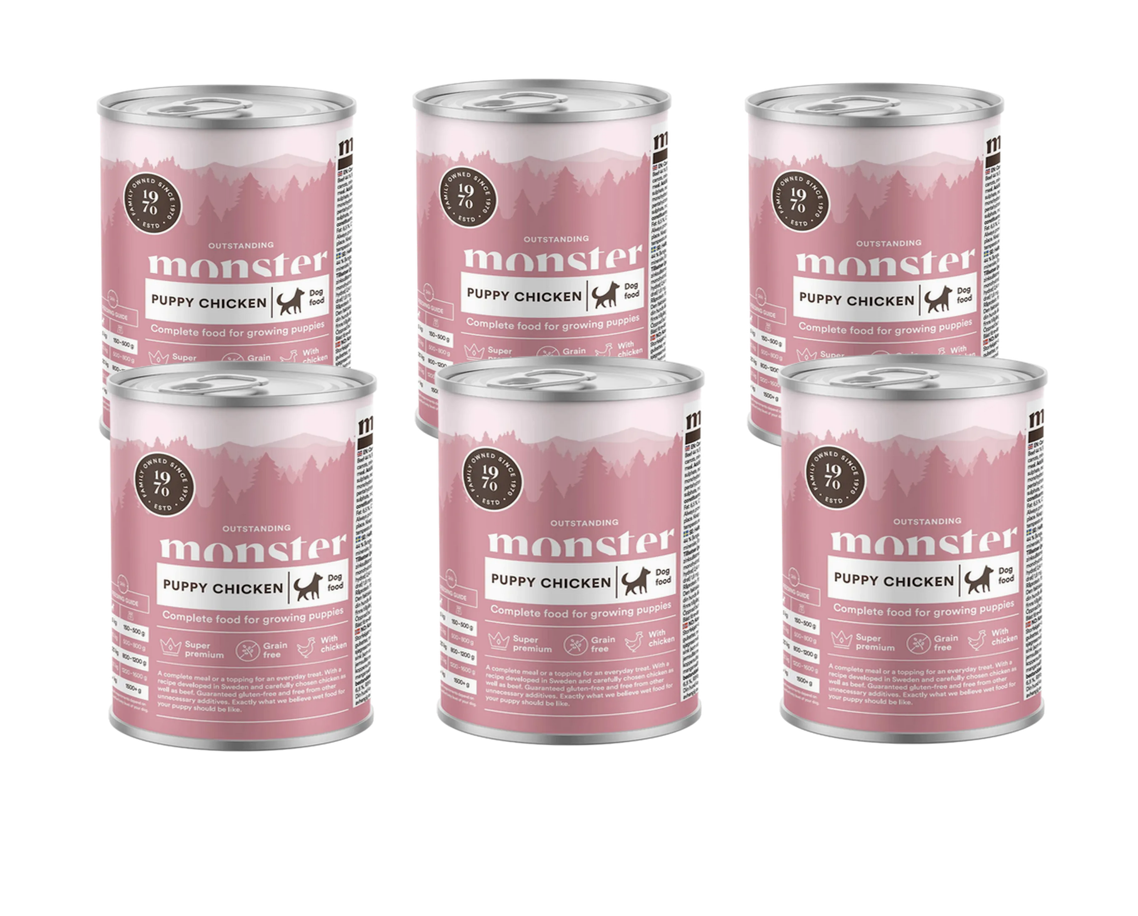 Monster Pet Food Dog Puppy Chicken/Beef Burk 400 g x 6 - Hund - Hundefôr & hundemat - Våtfôr & våtmat - Monster Pet Food