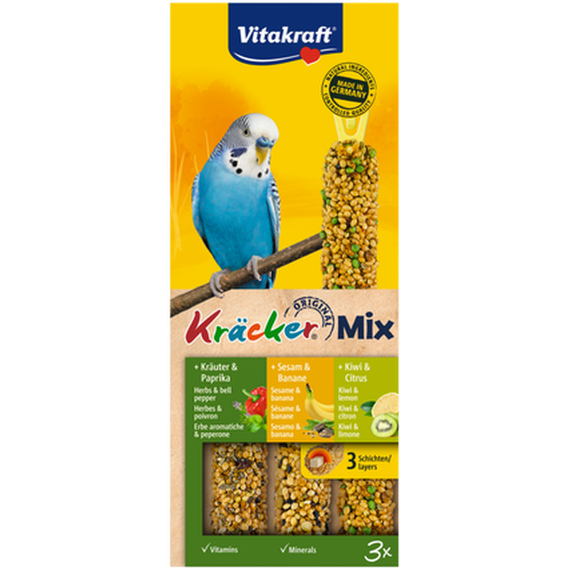 Vitakraft Crackers Undulat Fiken/Banan/Kiwi 3-pk. - Fugl - Fuglegodteri & kräcker - Frøstenger & frøkolber - Vitakraft