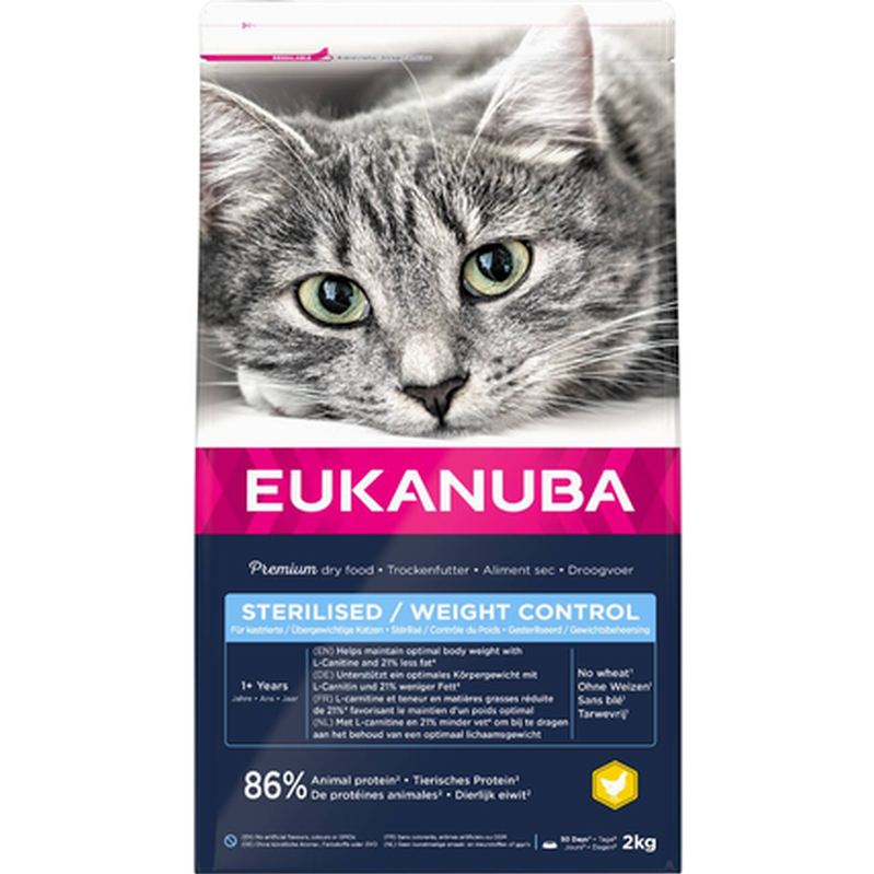 Eukanuba Katt voksen sterilisert/vektkontroll 2 kg - Katt - Kattefôr & kattemat - Tørrfôr for katt - Eukanuba
