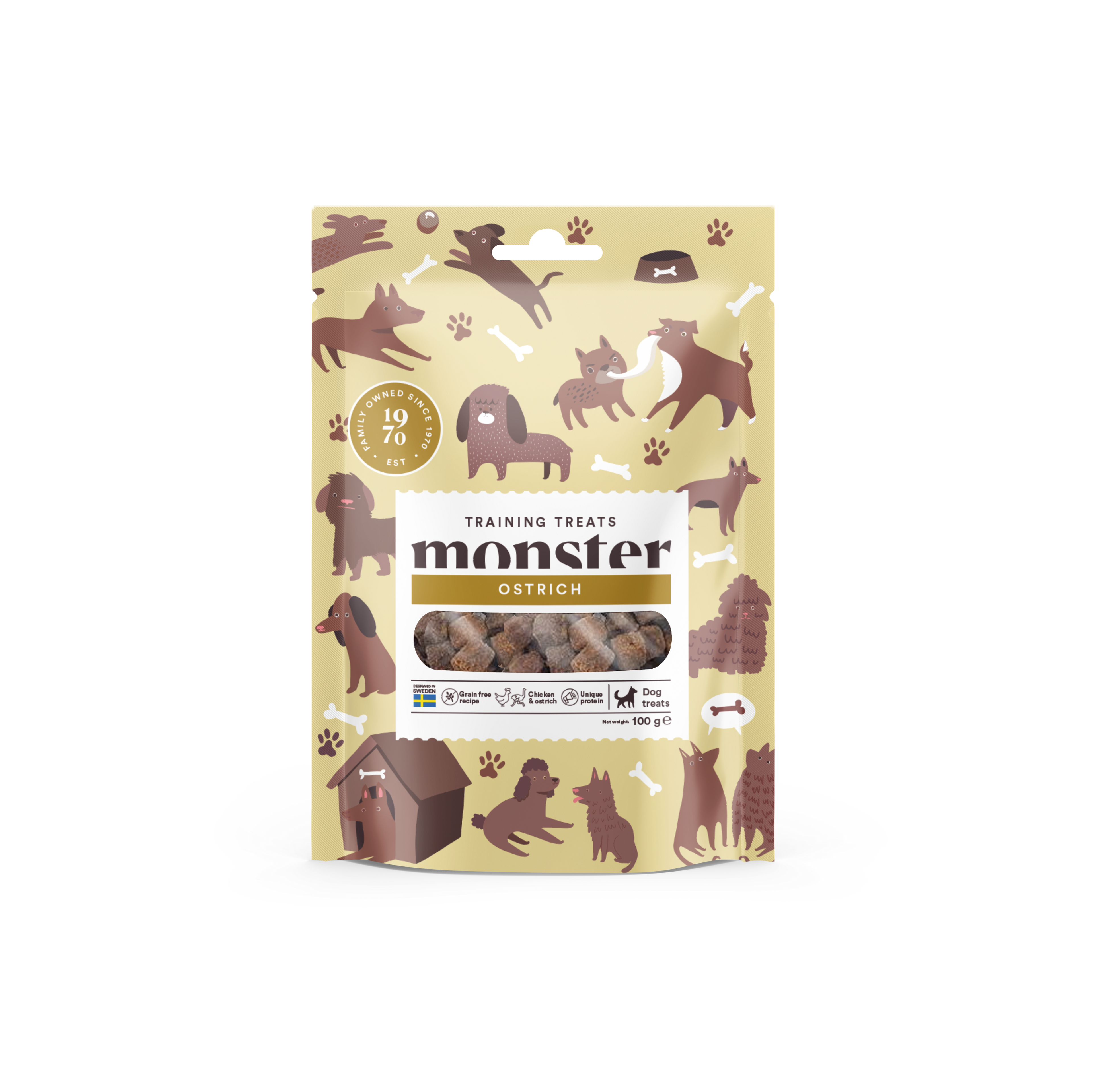 Monster Pet Food Hundetreningsgodbiter struts 100 g - Hund - Hundegodbiter & tyggebein - Belønningsgodbiter for hund - Monster Pet Food