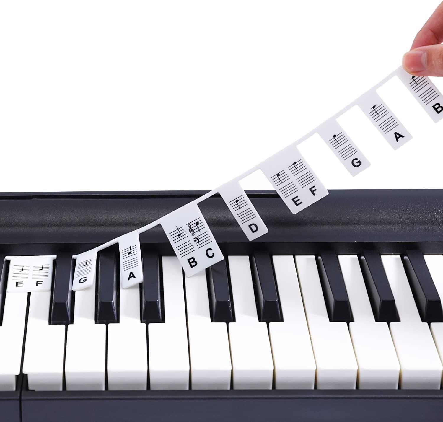 Avtakbare piano- og keyboardetiketter, 88 tangenter White