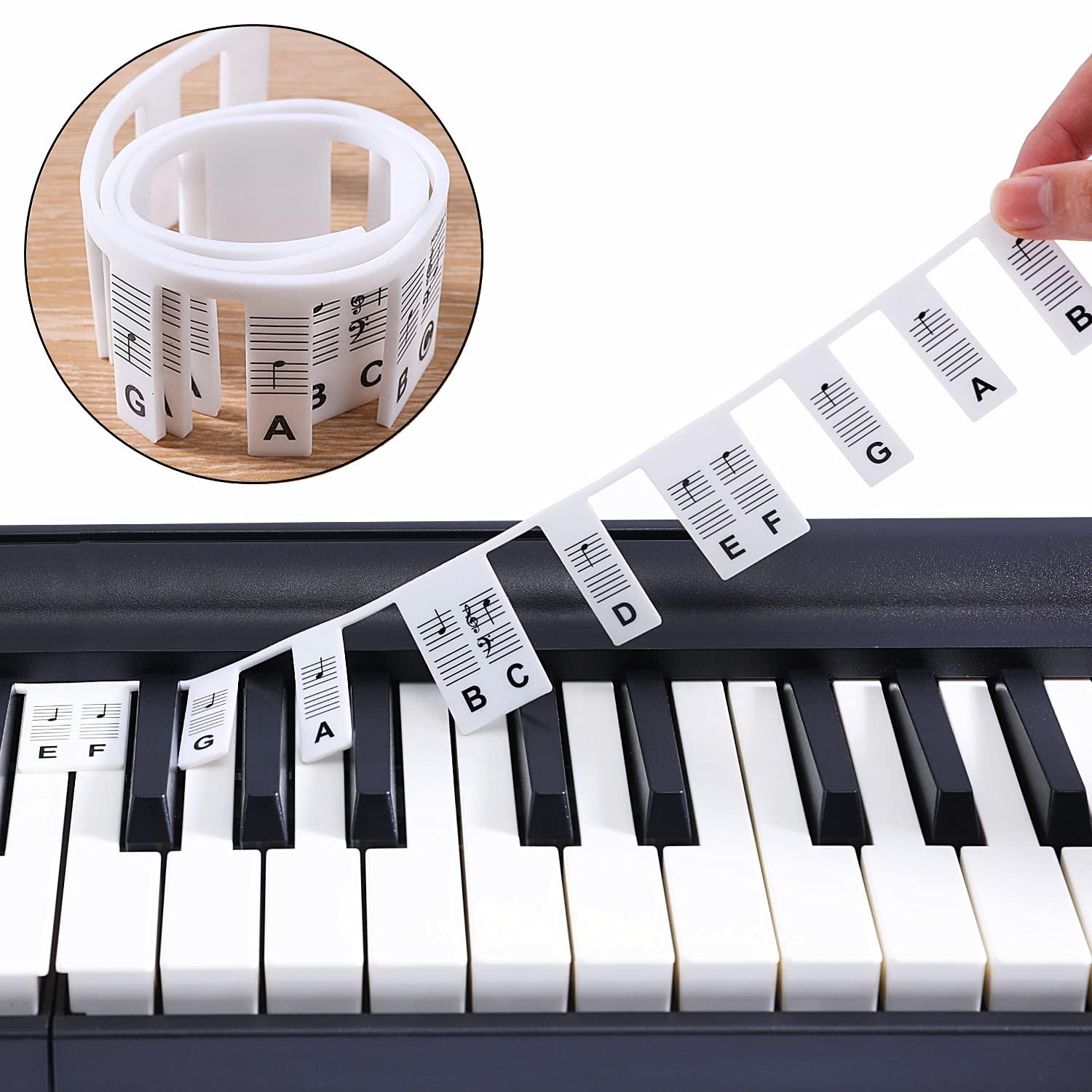 Avtakbare note-etiketter til piano og keyboard, 61 tangenter Flerfarget White