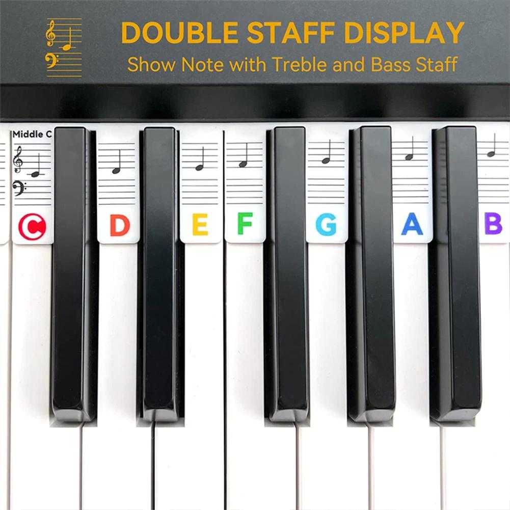 Avtakbare note-etiketter til piano og keyboard, 61 tangenter Flerfarget MultiColor