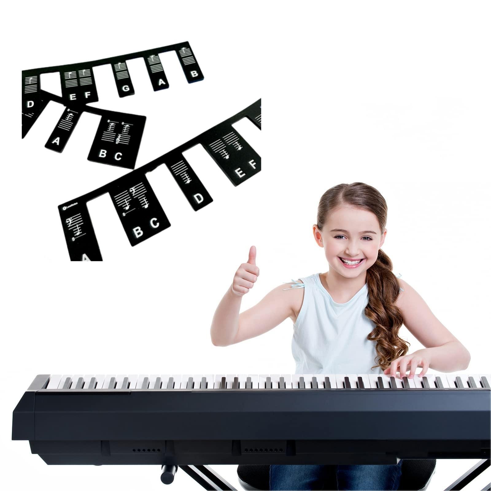 Avtakbart pianokeyboard Noteetikett 88 tangent Black