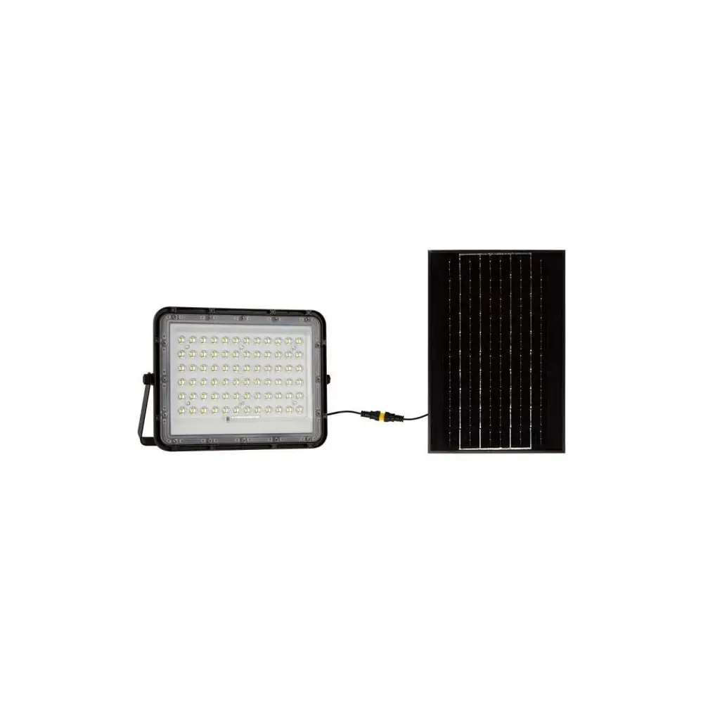 V-Tac 15W Solcelle lyskaster LED - IP65, sort, inkl. solcelle, fjernkontroll, innebygd batteri - Kulør : Nøytral