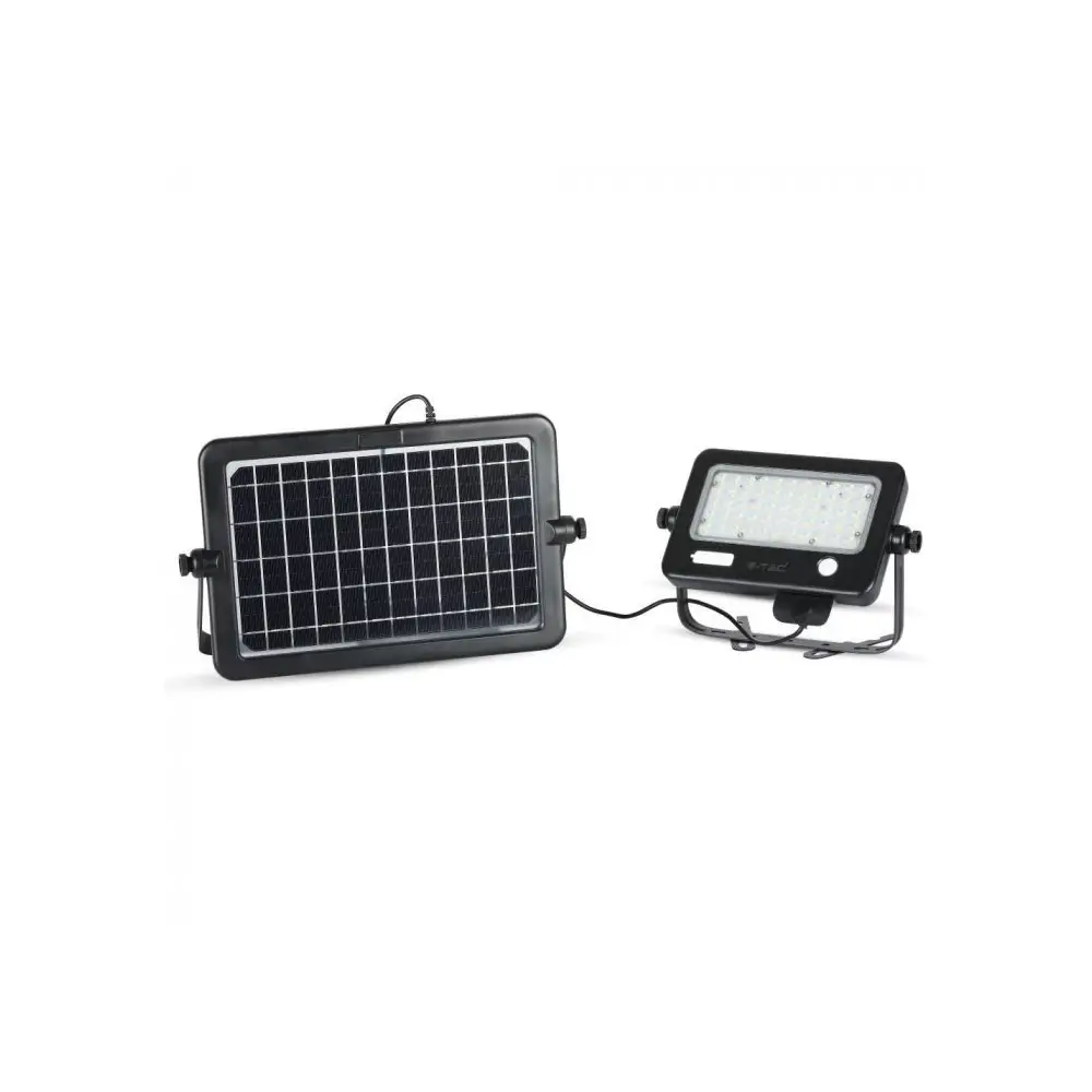 V-Tac 10W LED Solcellekaster - IP65, sort, inkl. solcelle, sensor - Dimbar : Ikke dimbar, Kulør : Nøytral