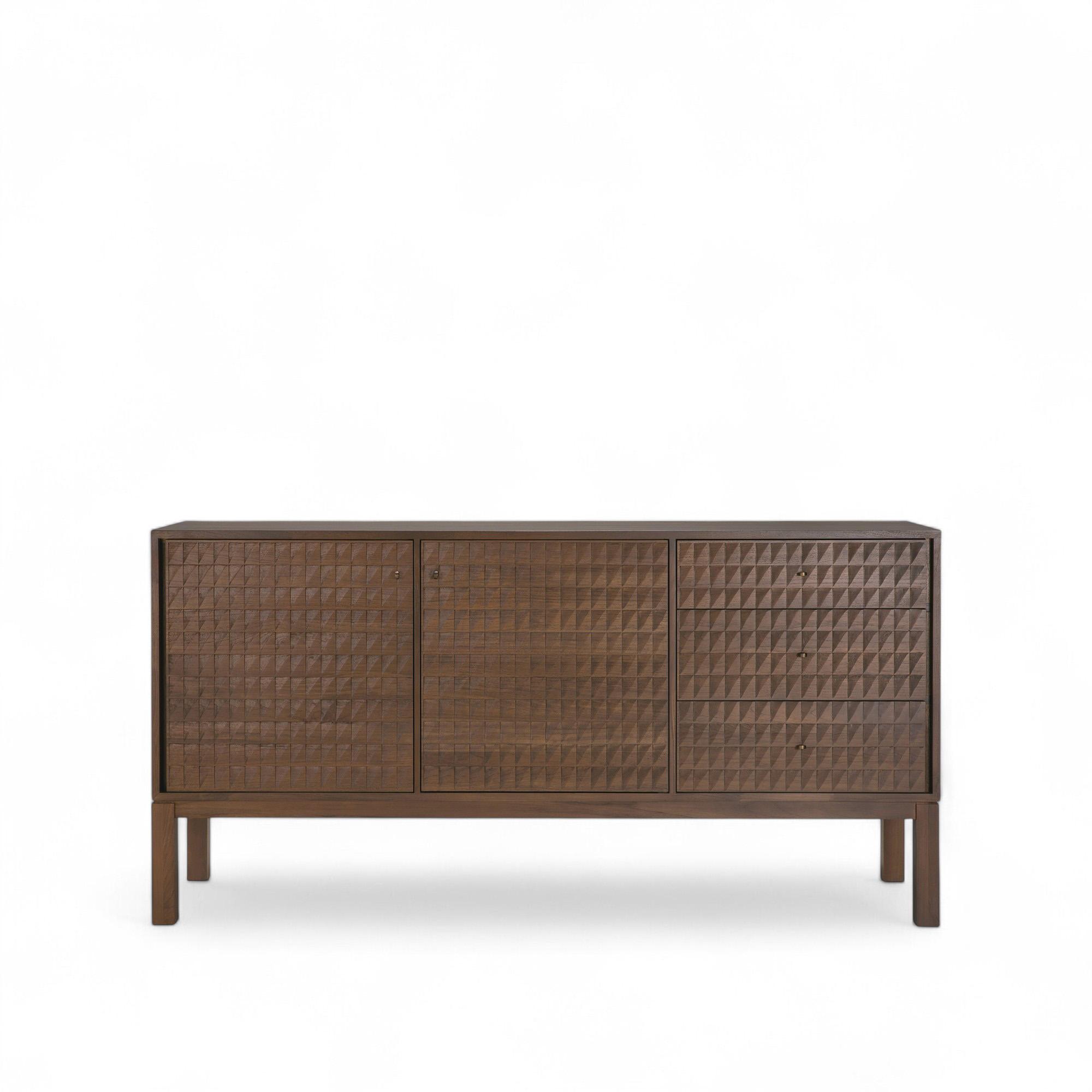 Ethnicraft Ethnicraft - Sono Sideboard - Varnished Teak - Light Brown - 2 Doors - 3 Drawers 172/48/87 - Sidebord - Brun - Tre