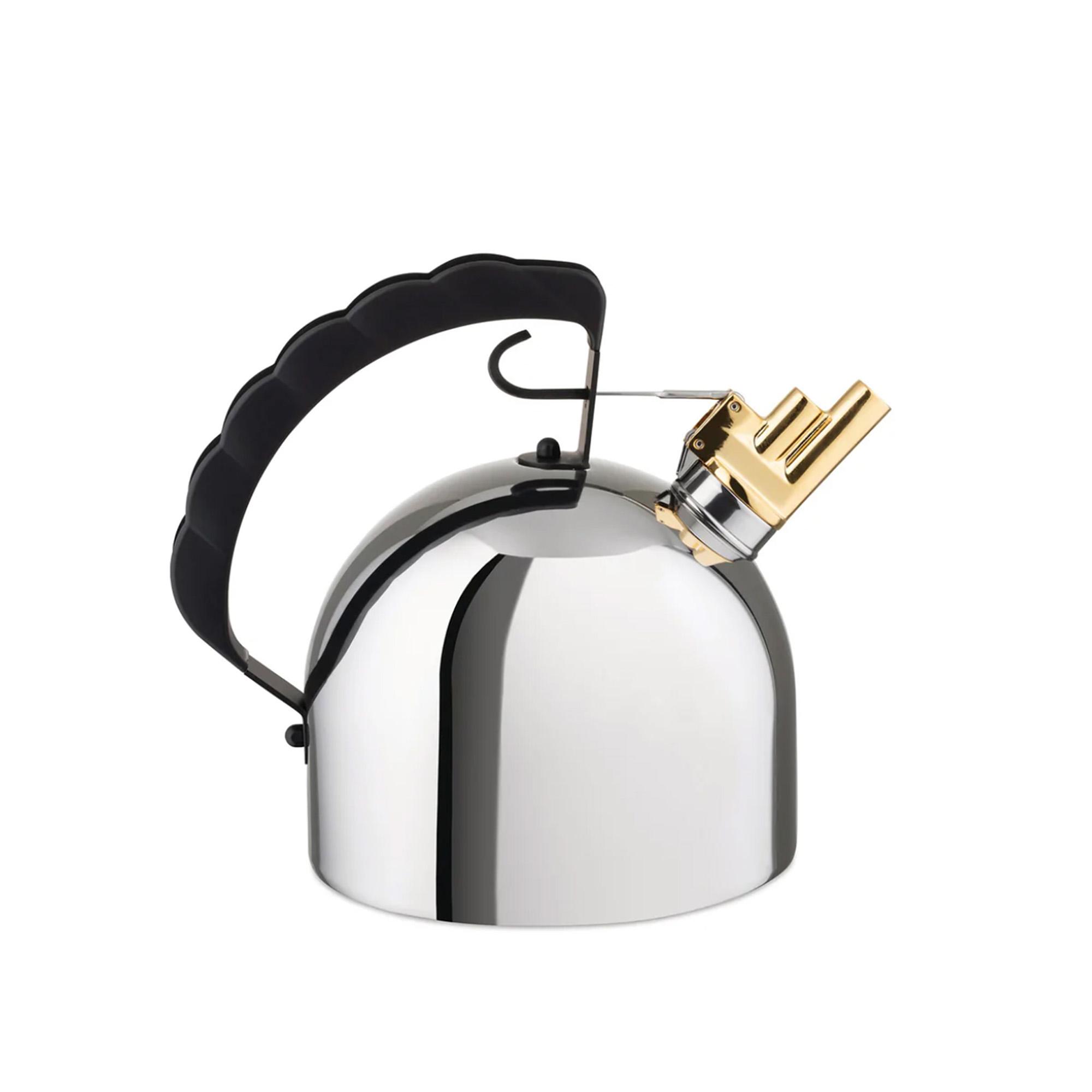 Alessi Alessi - Kettle 9091 Stainless Steel / Brass / Black - Vannkokere - Richard Sapper - Sølv