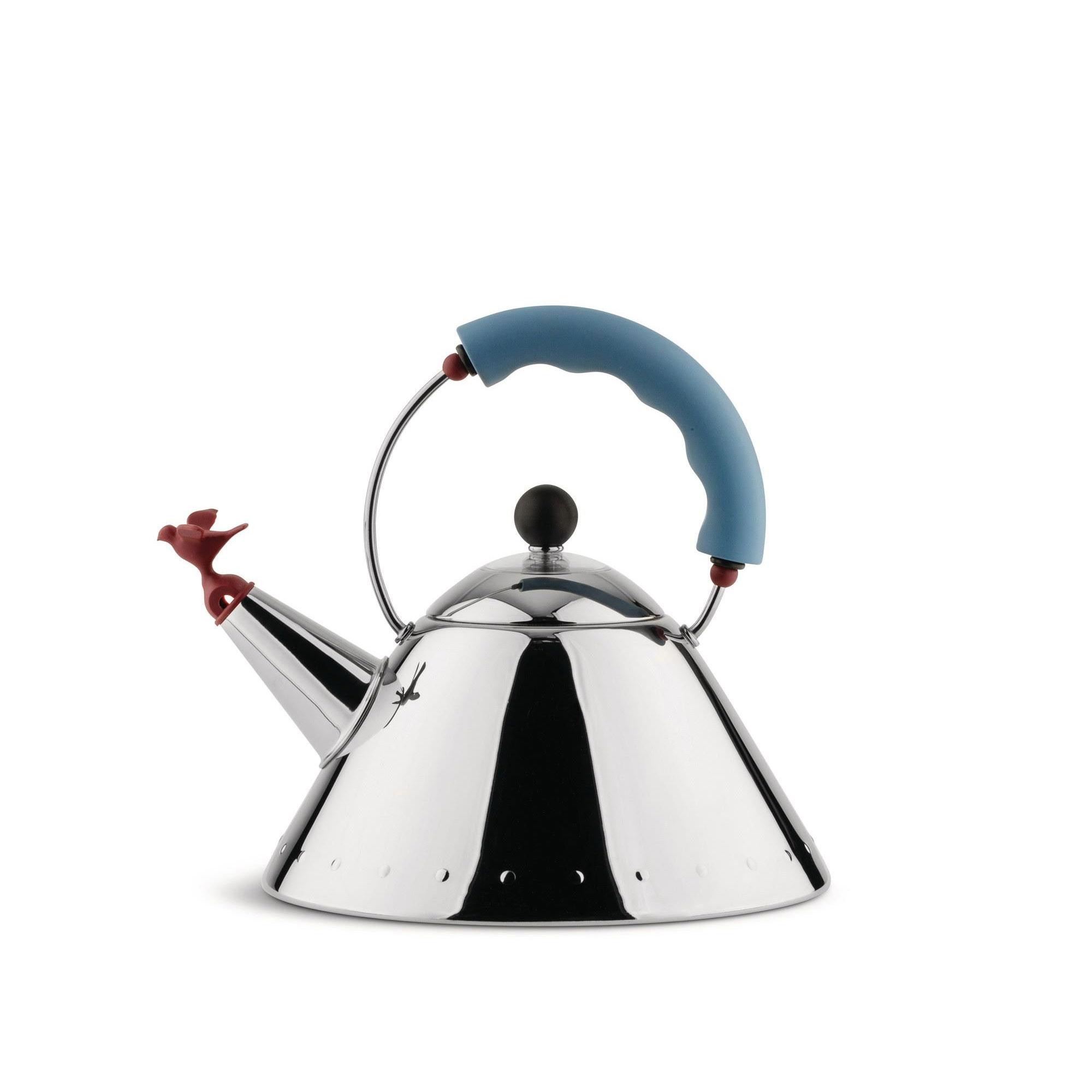 Alessi Alessi - Kettle 9093 With Bird / Light Blue - Vannkokere - Michael Graves - Sølv