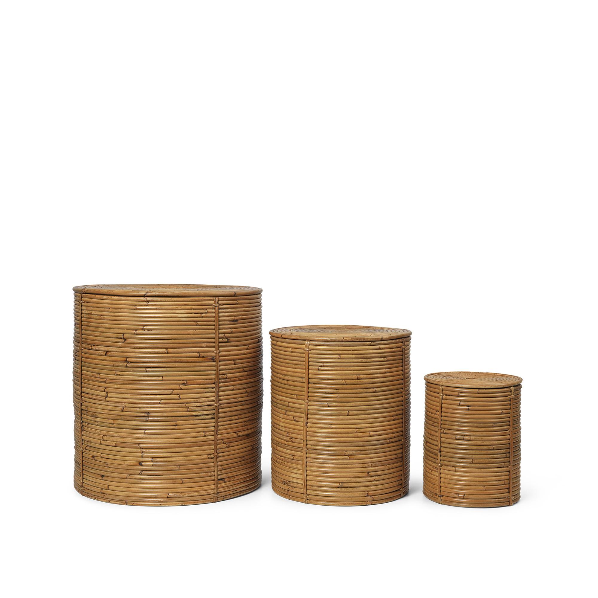 Ferm Living Ferm Living - Column Storage - Set of 3 - Natural Stained - Kurver og esker - Beige - Tre