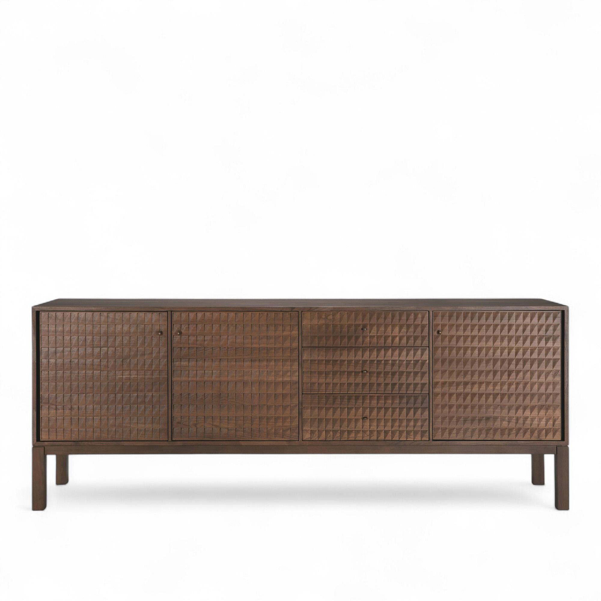 Ethnicraft Ethnicraft - Sono Sideboard - Varnished Teak - Light Brown - 3 Doors - 3 Drawers 228/48/87 - Sidebord - Brun - Tre