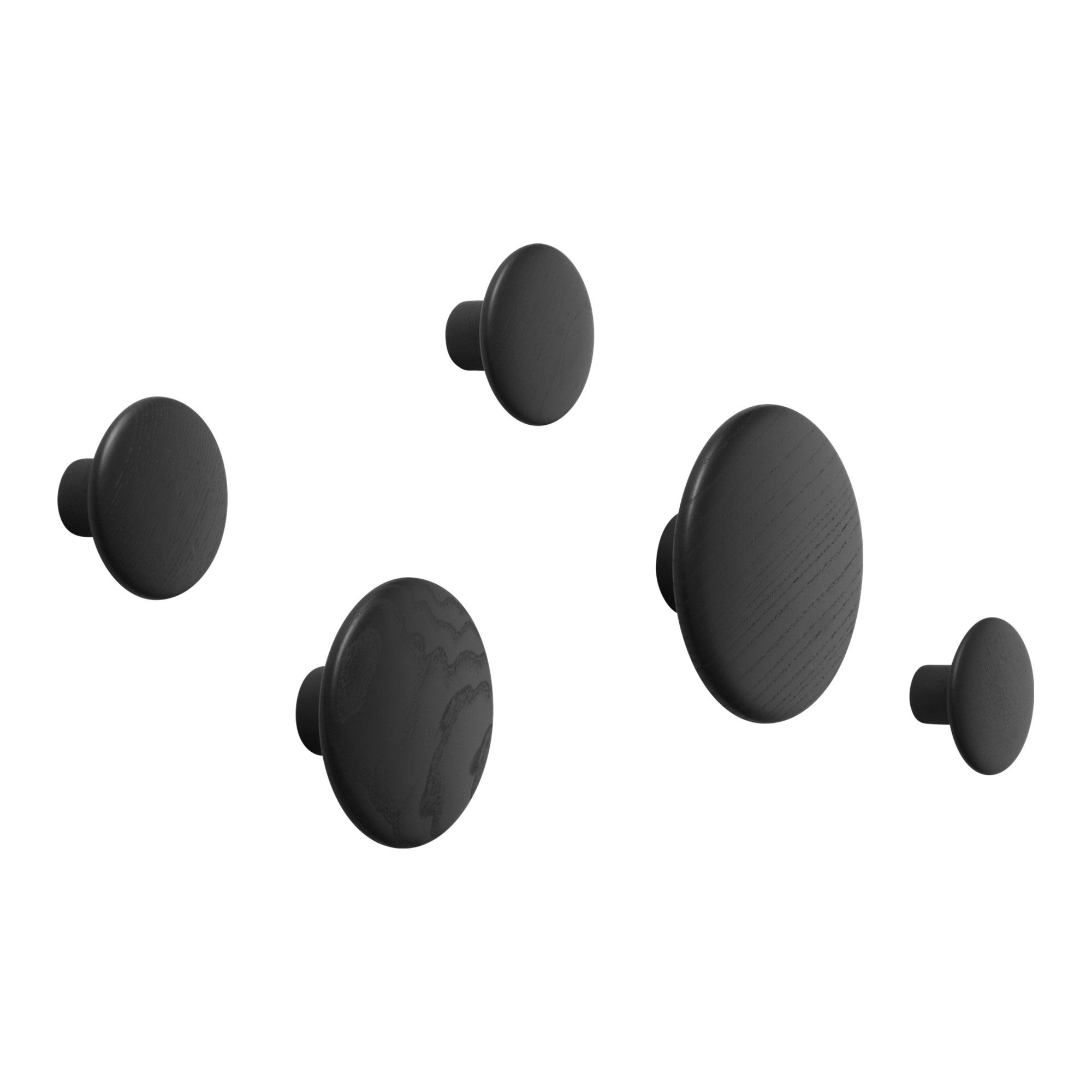 Muuto Muuto - The Dots Coat Hooks Set of 5, Black - Kroker - Lars Tornøe - Svart