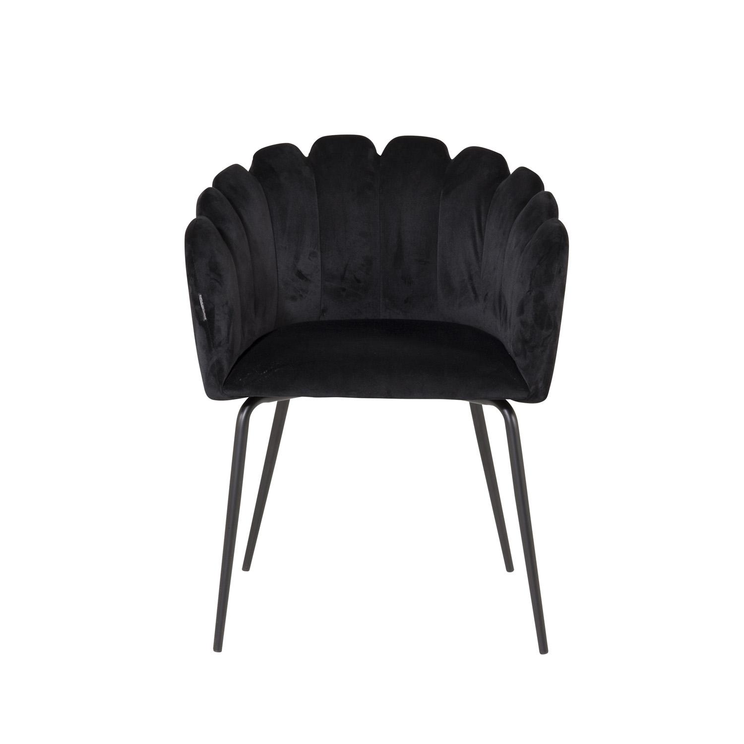 Venture Design VENTURE DESIGN Limhamn spisebordsstol, med armlener - sort velour og metall