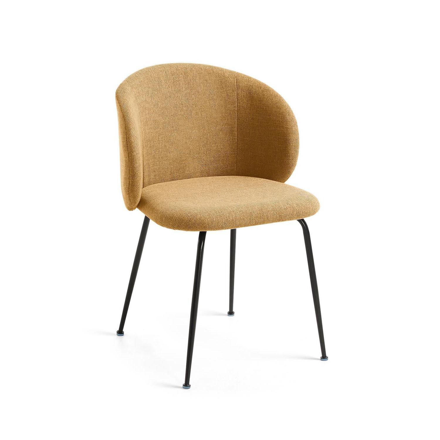 Kave Home KAVE HOME Minna spisestol - sennepsgult stoff og metall