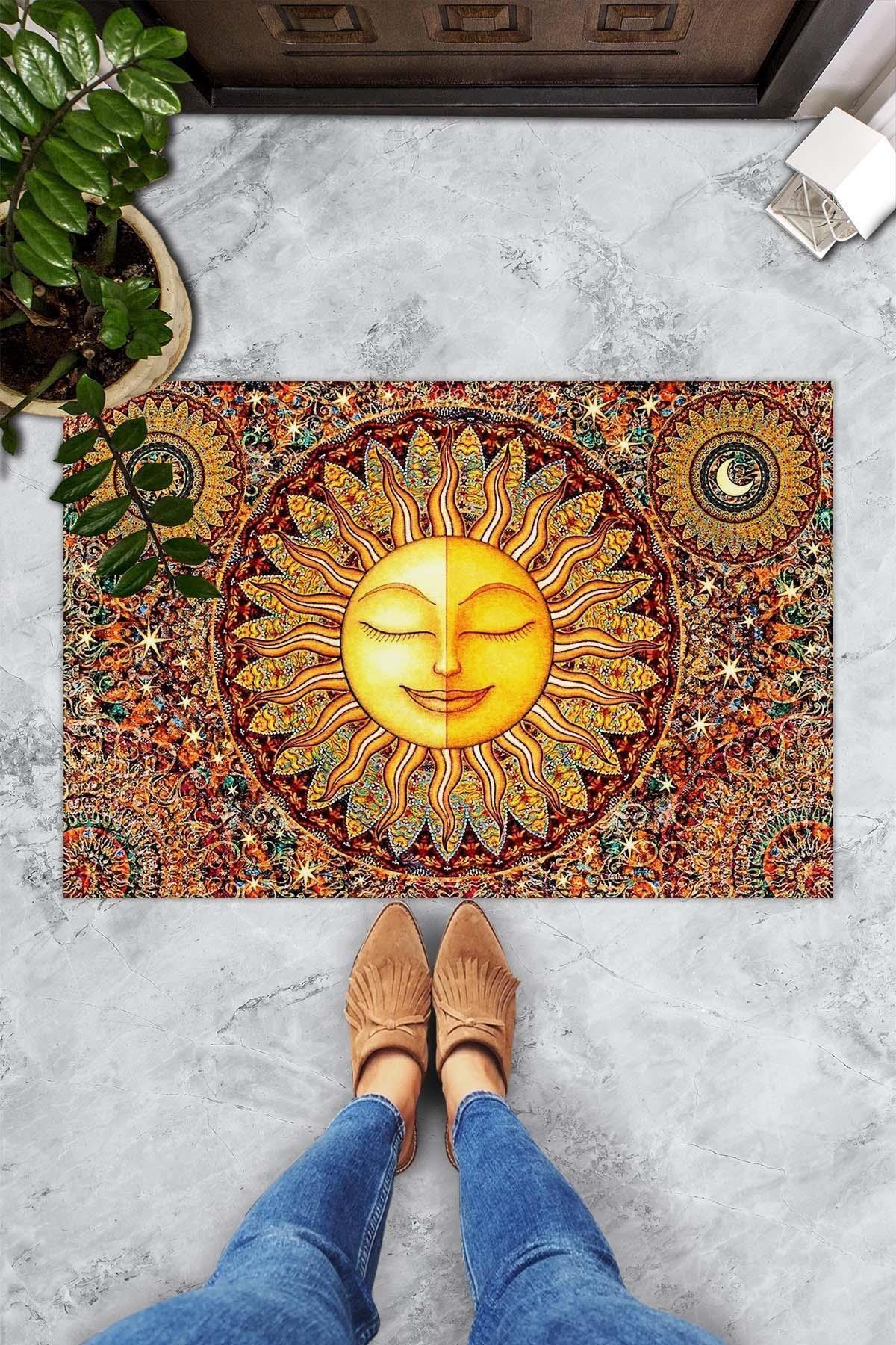 TEPPI Happy Sun dørmatte med mønster, rektangulær - flerfarget PVC (60x40)
