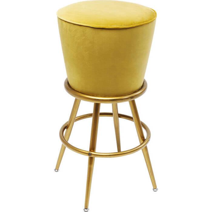 Kare Design KARE DESIGN Lady Rock barkrakk - gult stoff/PU m. stålben, m. fotstøtte, rund (Ø:48)