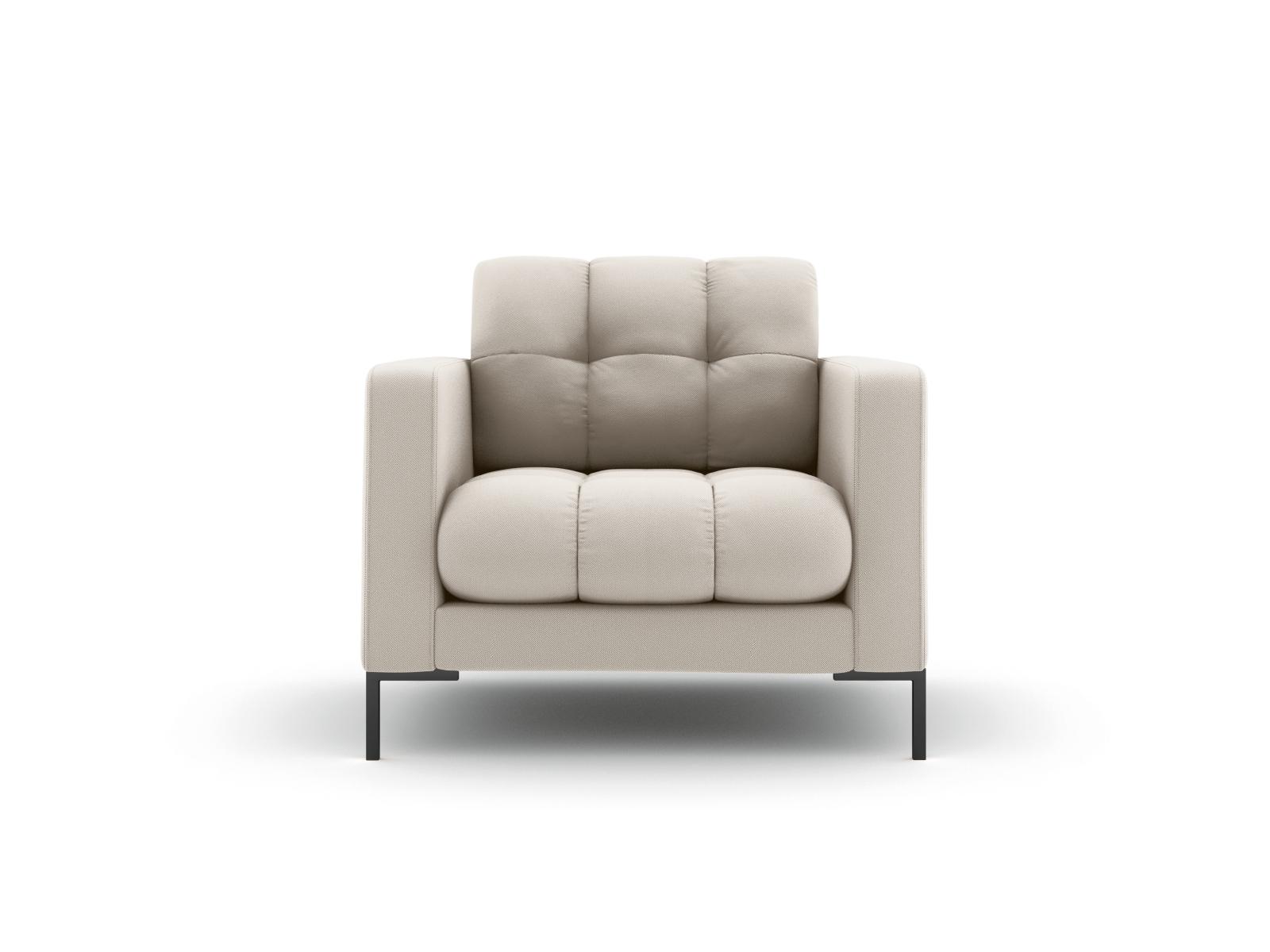 Micadoni MICADONI Mamaia lenestol, m armlener, 1 sete - beige stoff og sort metall