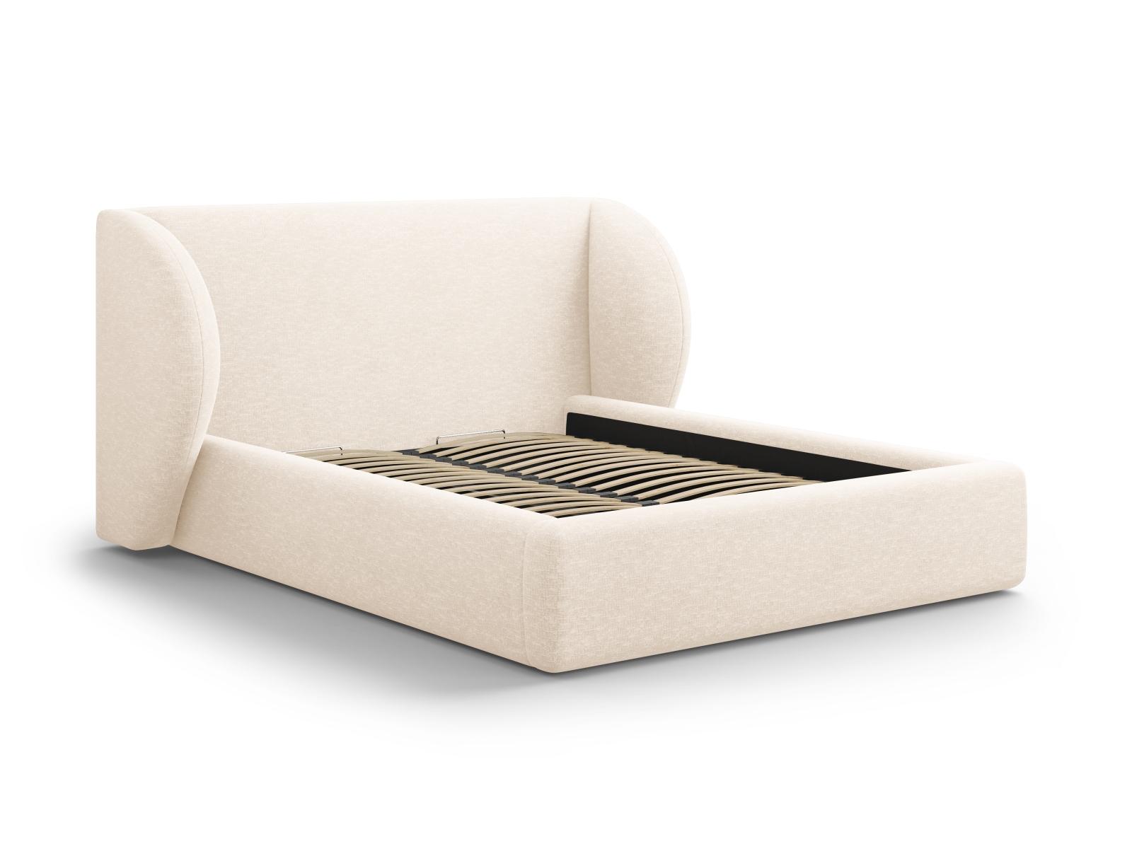 Micadoni MICADONI Miley sengeramme, med sengegavl og lameller - beige chenille (140x200)