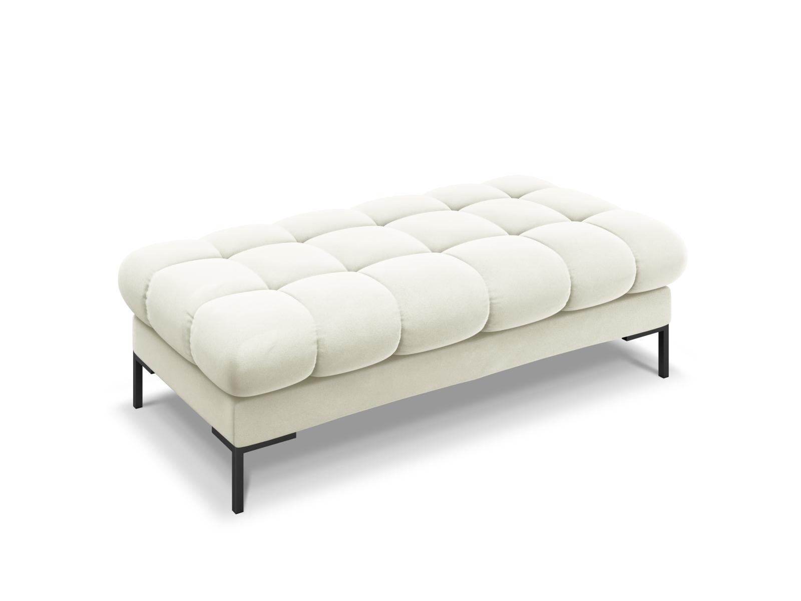 Micadoni MICADONI Mamaia benk,, 2 seter, rektangulær - beige fløyel og svart metall (62x133x41)