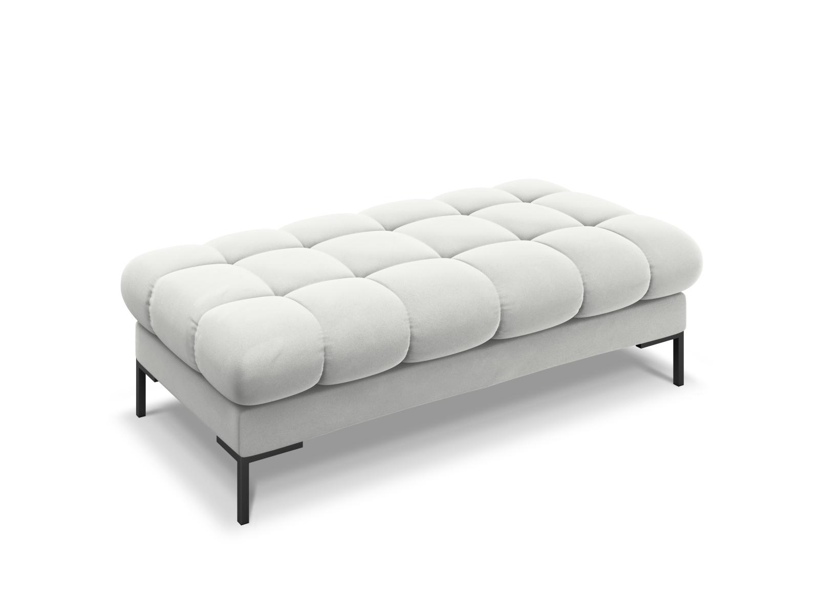 Micadoni MICADONI Mamaia benk,, 2 seter, rektangulær - sølv fløyel og svart metall (62x133x41)