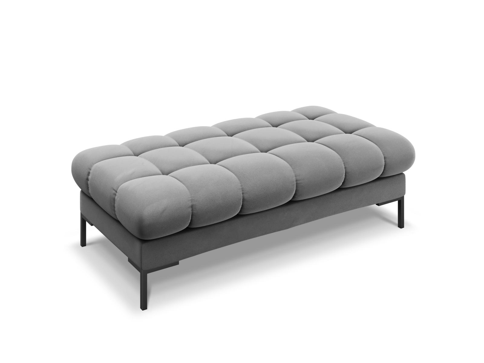 Micadoni MICADONI Mamaia benk,, 2 seter, rektangulær - grå fløyel og svart metall (62x133x41)