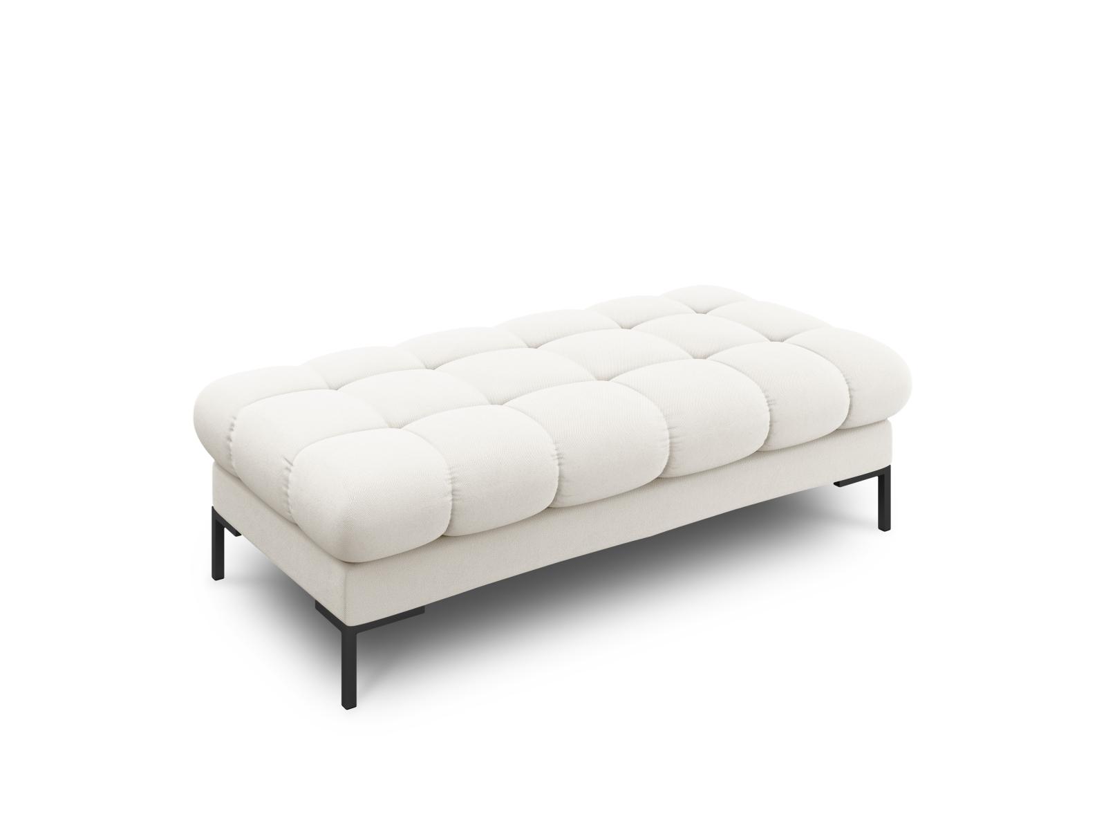 Micadoni MICADONI Mamaia benk,, 2 seter, rektangulær - beige stoff og svart metall (62x133x41)