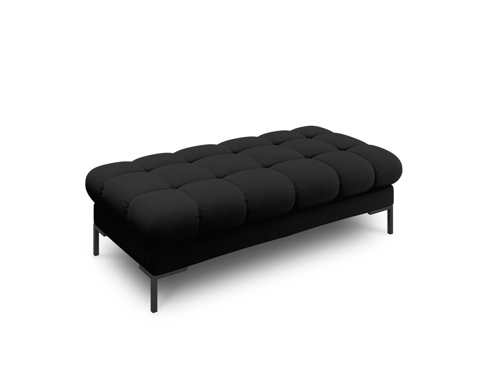 Micadoni MICADONI Mamaia benk,, 2 seter, rektangulær - svart stoff og svart metall (62x133x41)