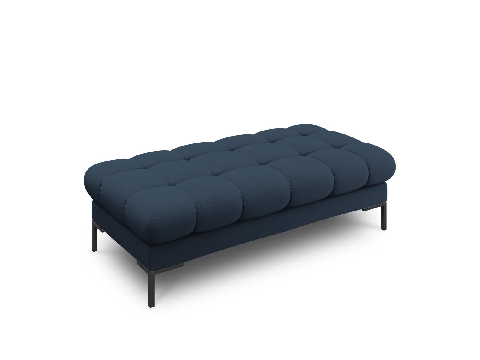 Micadoni MICADONI Mamaia benk,, 2 seter, rektangulær - blått stoff og svart metall (62x133x41)