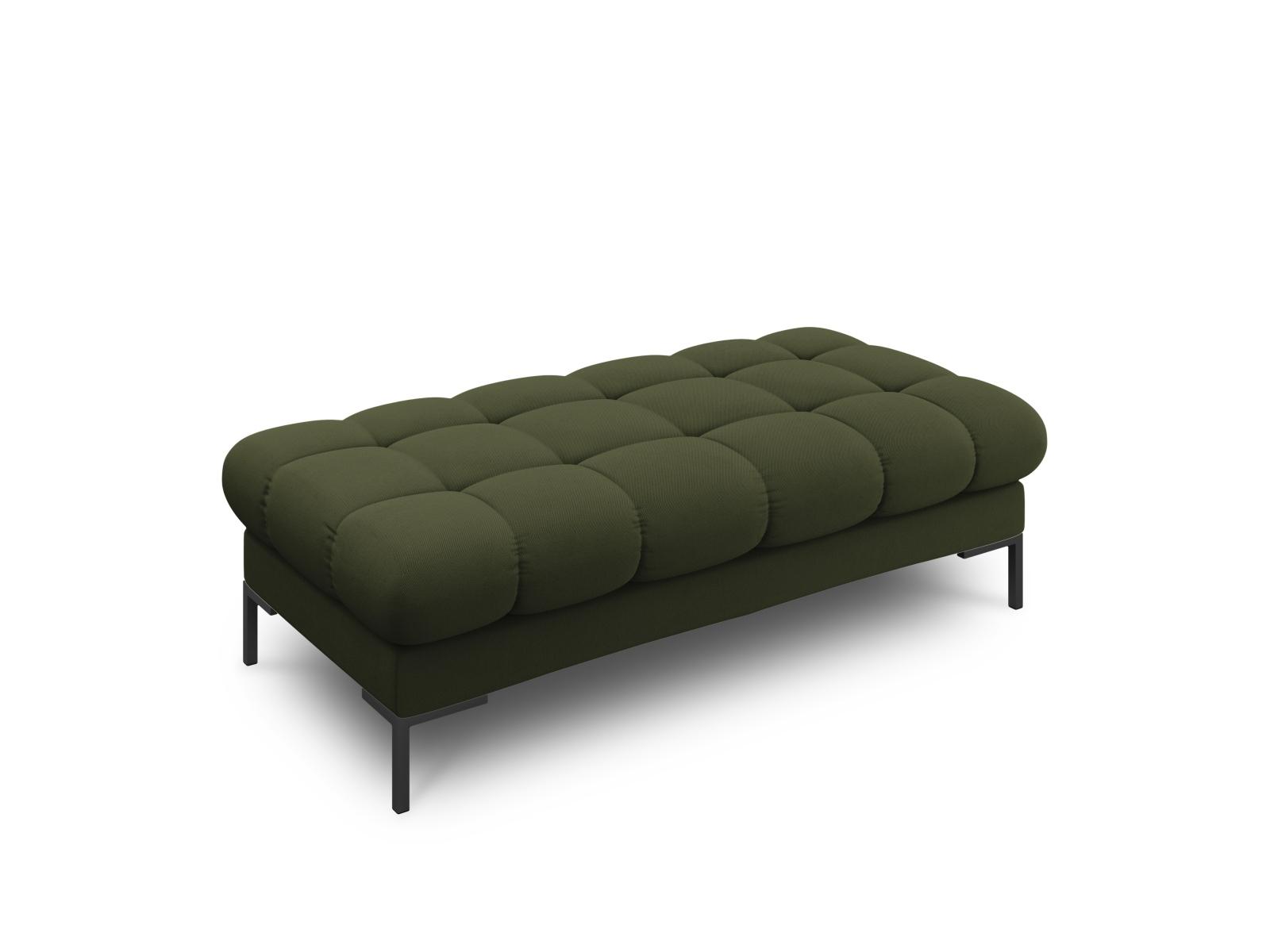 Micadoni MICADONI Mamaia benk,, 2 seter, rektangulær - grønt stoff og svart metall (62x133x41)