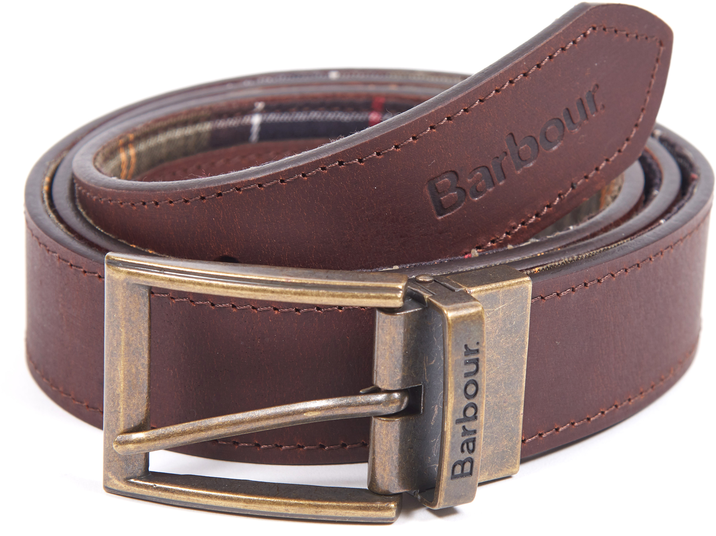Barbour Barbour M's Reversible Tartan Leather Belt Classic Tartan/Brown