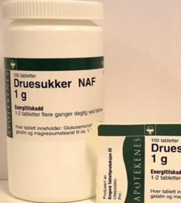 Druesukker NAF tab 1g 100 tabletter