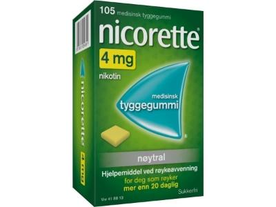 Nicorette Tyggegummi Nøytral 4mg 105 stk