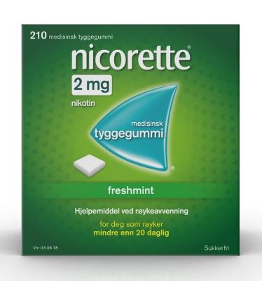Nicorette Tyggegummi 2mg Freshmint 210 stk