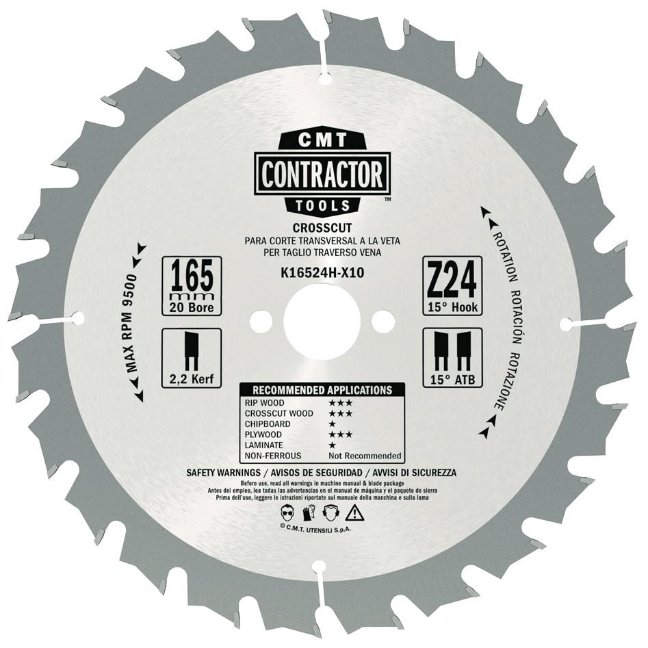 CMT Blad 165x1,7x20 Z24 W x 10 Batteri