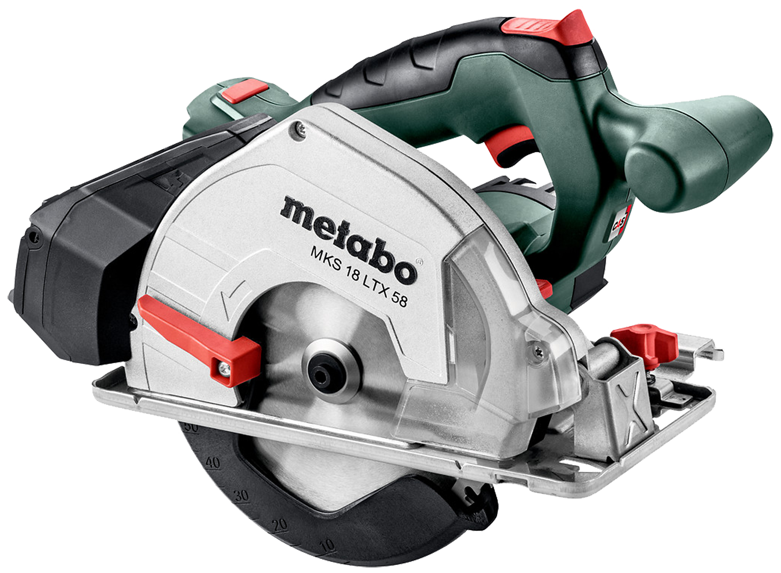 Metabo Metallrundsag 165mm MKS 18 LTX 58 solo, i Metaloc