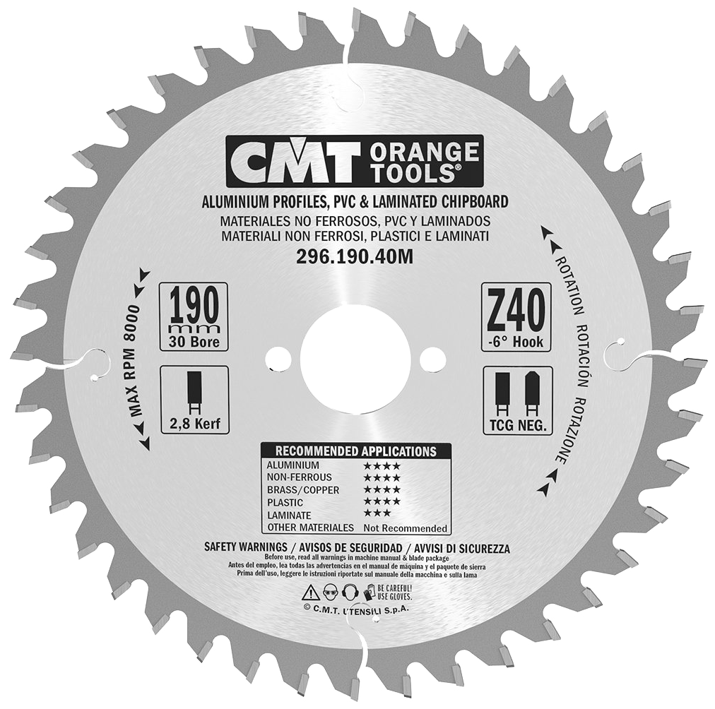 CMT Blad 190x2,8x30 Z40 NE NEG