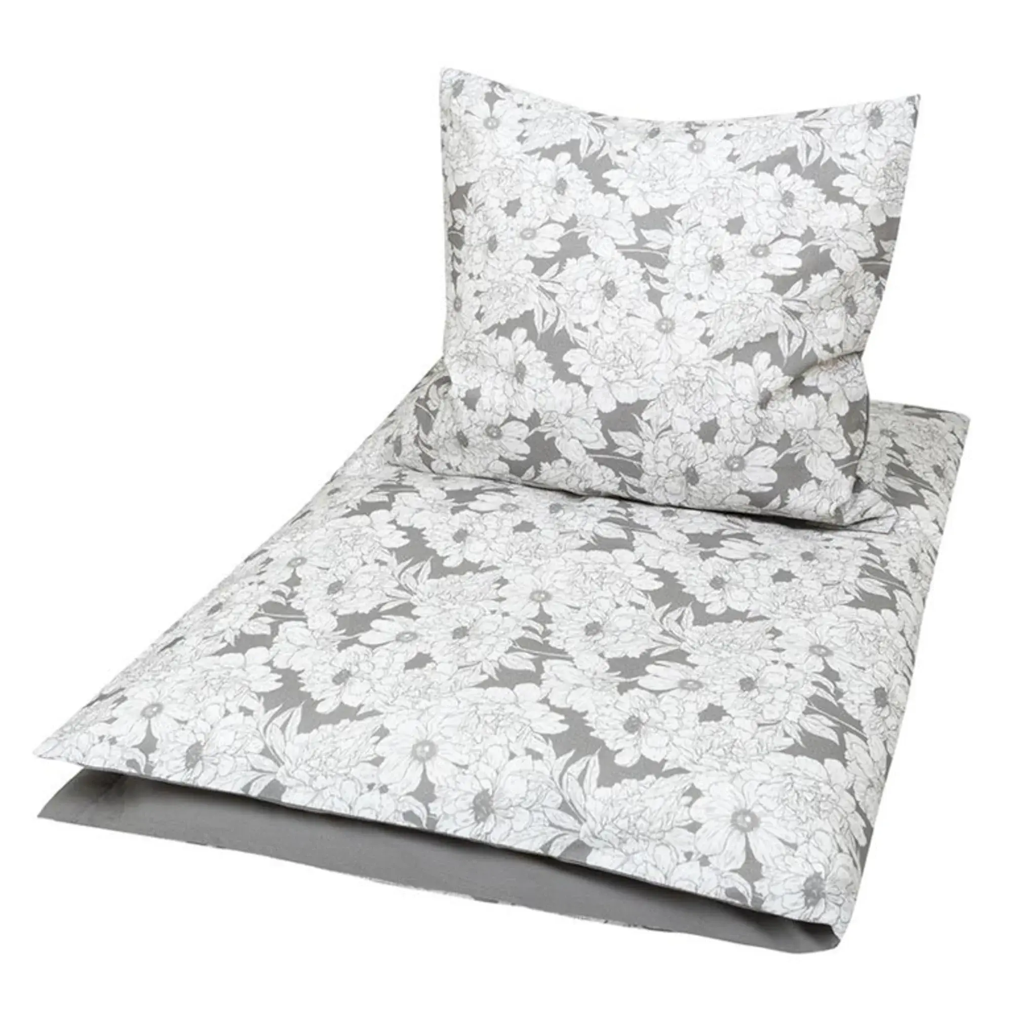 Müsli Baby sengetøy 70x100 cm - 100% økologisk bomull - Blomster - Grå