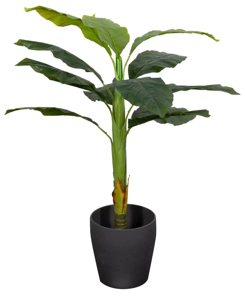 HOME-TEX Kunstig bananplante - Høyde 100 cm - 1 stilk med grønne blader - Kunstig gulvplante