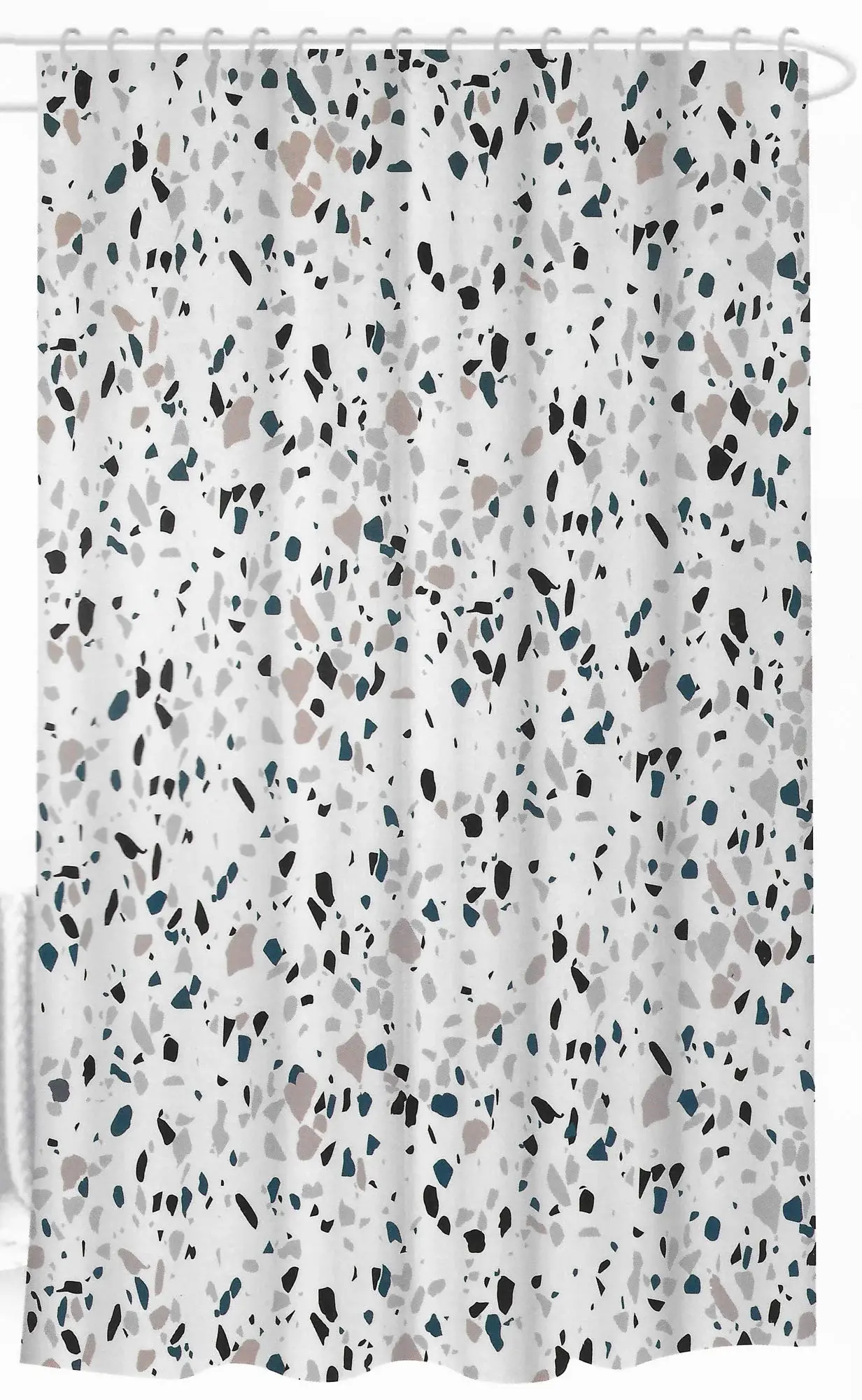HOME-TEX Dusjforheng - 180x180 cm - Hvit med farget mønster - Klar til oppheng