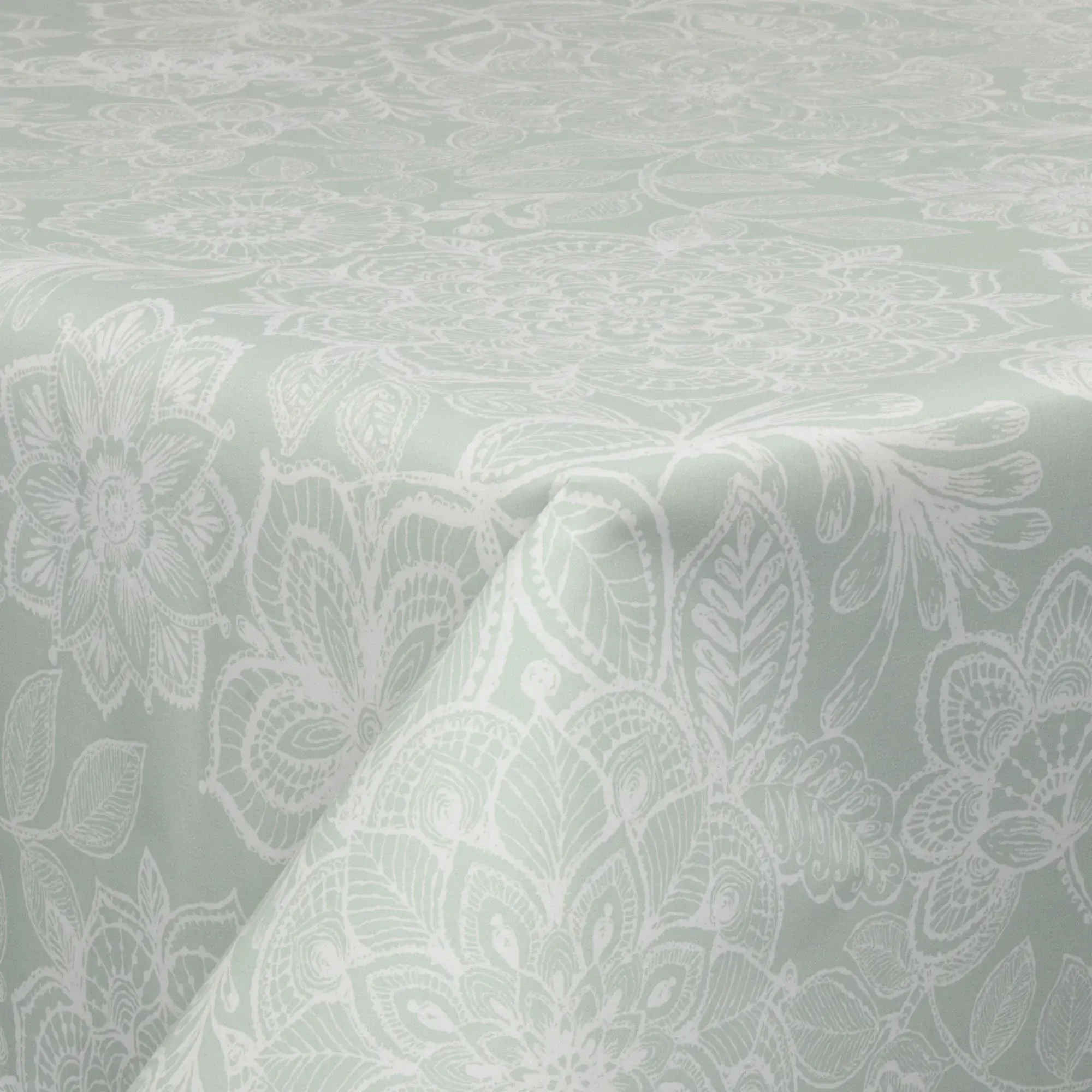 Borg Living Tekstil voksduk med akrylbelegg - 30 meter på rull - Flower light grey - 140 cm bred tekstilduk