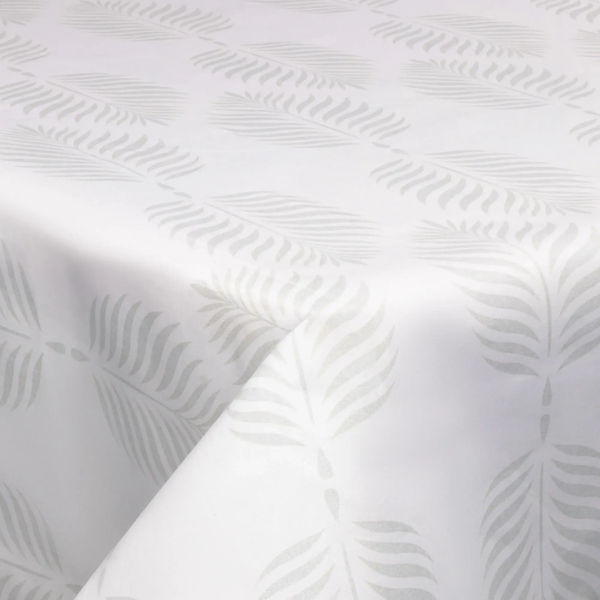 Borg Living Tekstil voksduk med akrylbelegg - 30 meter på rull - Leaf light grey - 140 cm bred tekstilduk