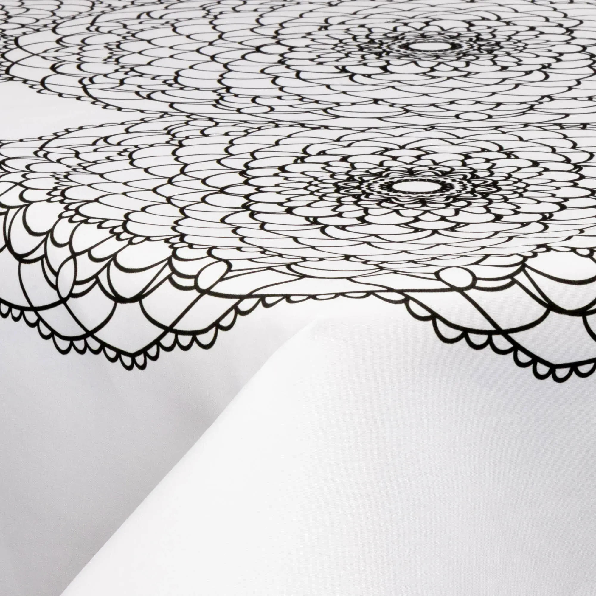 Borg Living Tekstil voksduk med akrylbelegg - 30 meter på rull - Big flower black - 140 cm bred tekstilduk