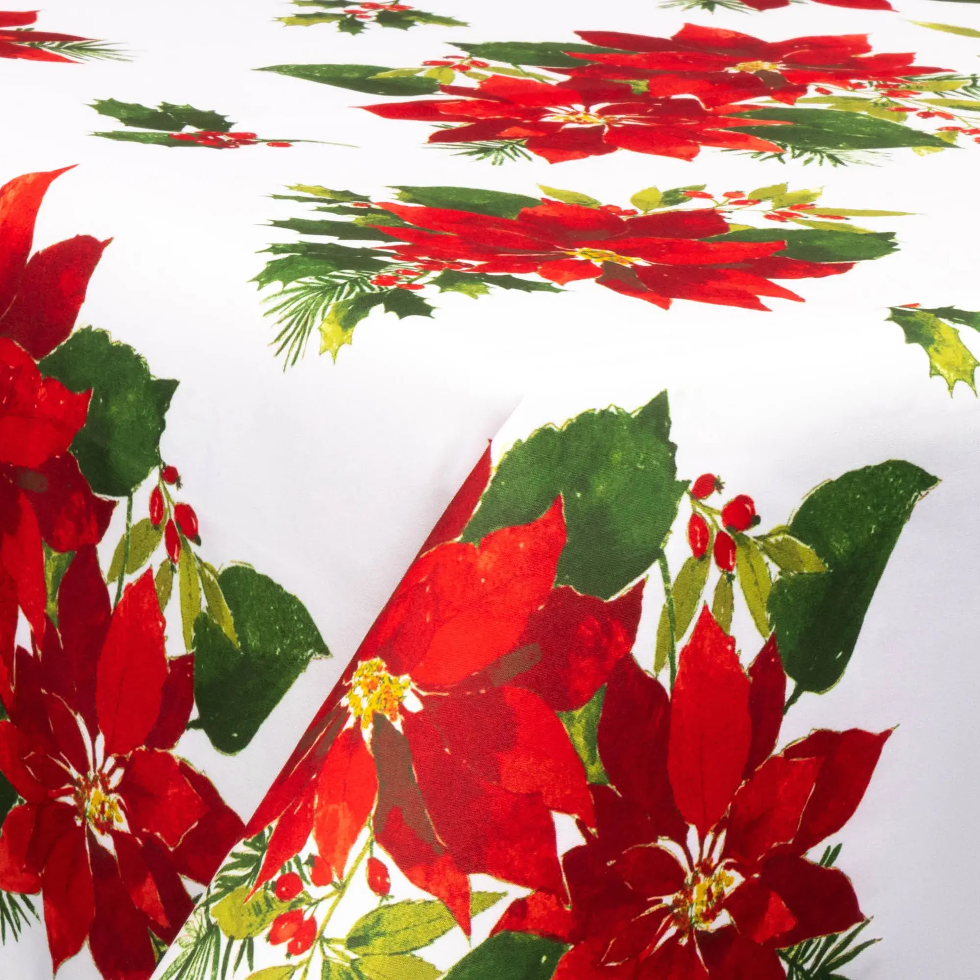 Borg Living Tekstil voksduk med akrylbelegg - 30 meter på rull - Med julemotiv - Christmas star flower - 140 cm bred tekstilduk