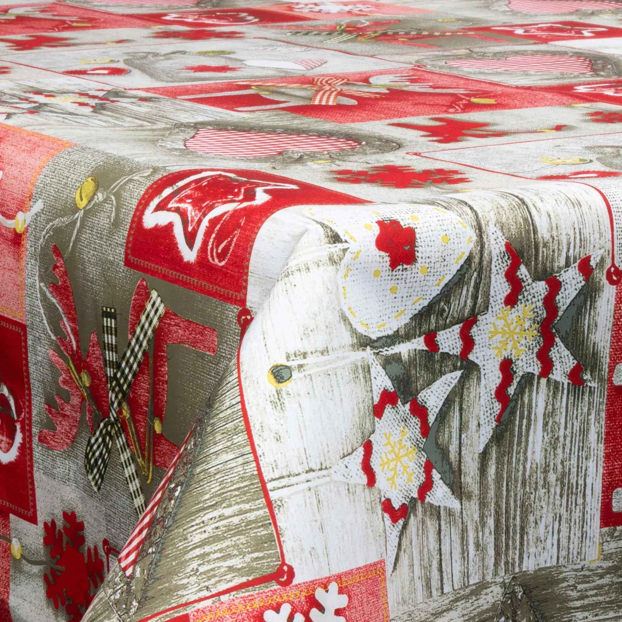 Borg Living Tekstil voksduk med akrylbelegg - 30 meter på rull - Med julemotiv - Christmas heart - 140 cm bred tekstilduk