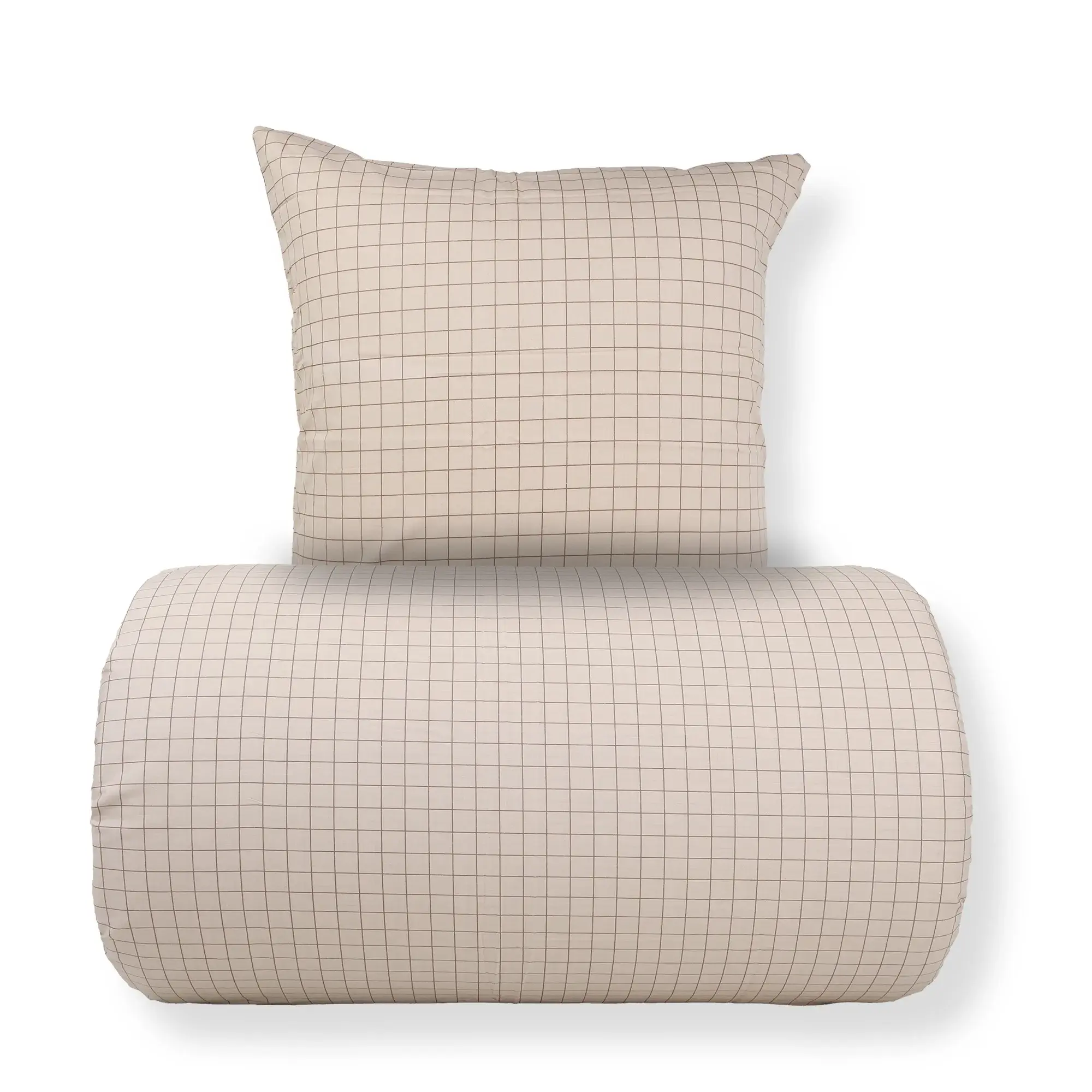 Nordstrand Home Dobbelt sengetøy 200x220 cm - 100% bomull - Sandfarget med brune ruter