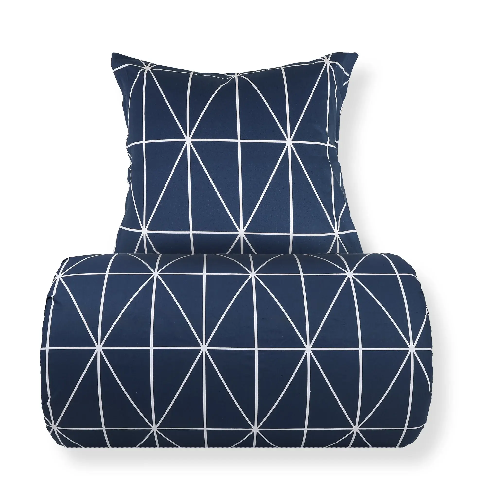 Nordstrand Home Dobbelt sengetøy 200x220 cm - 100% bomull - Blått med hvite harlekinruter