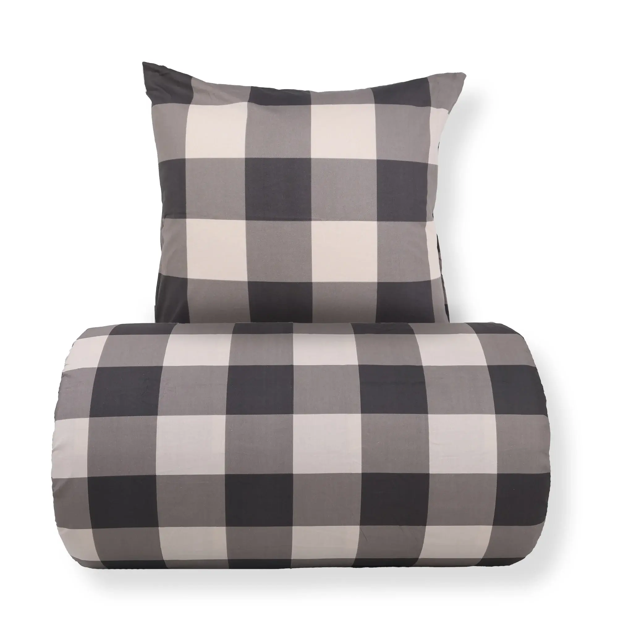 Nordstrand Home Dobbelt sengetøy 200x220 cm - 100% bomull - Grått rutemønster